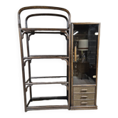 Ensemble 1970 vintage bambou vitrine plus étagère