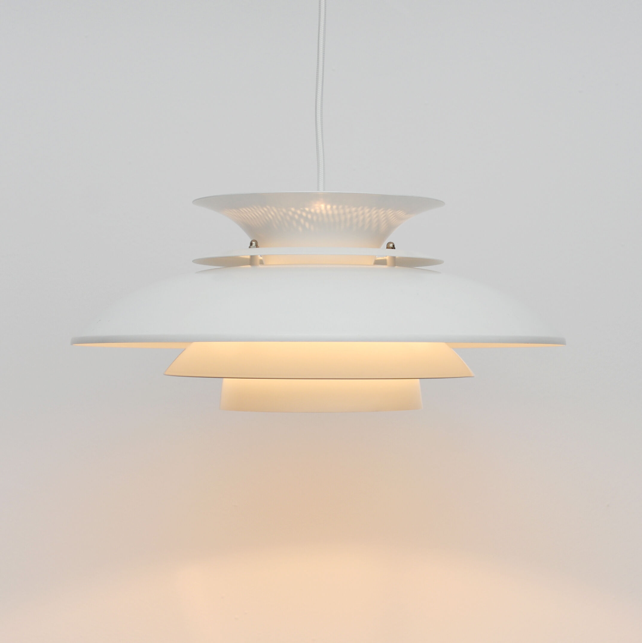 Danish white pendant mid century lamp 1970