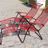 Pair of folding lounge chairs scoubidou vintage 60s