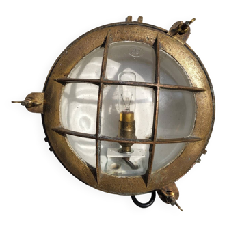 Cast iron marine porthole wall light with flap