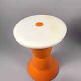 Space Age Stools and Table Set – Orange & White Plastic, Vintage Italian St