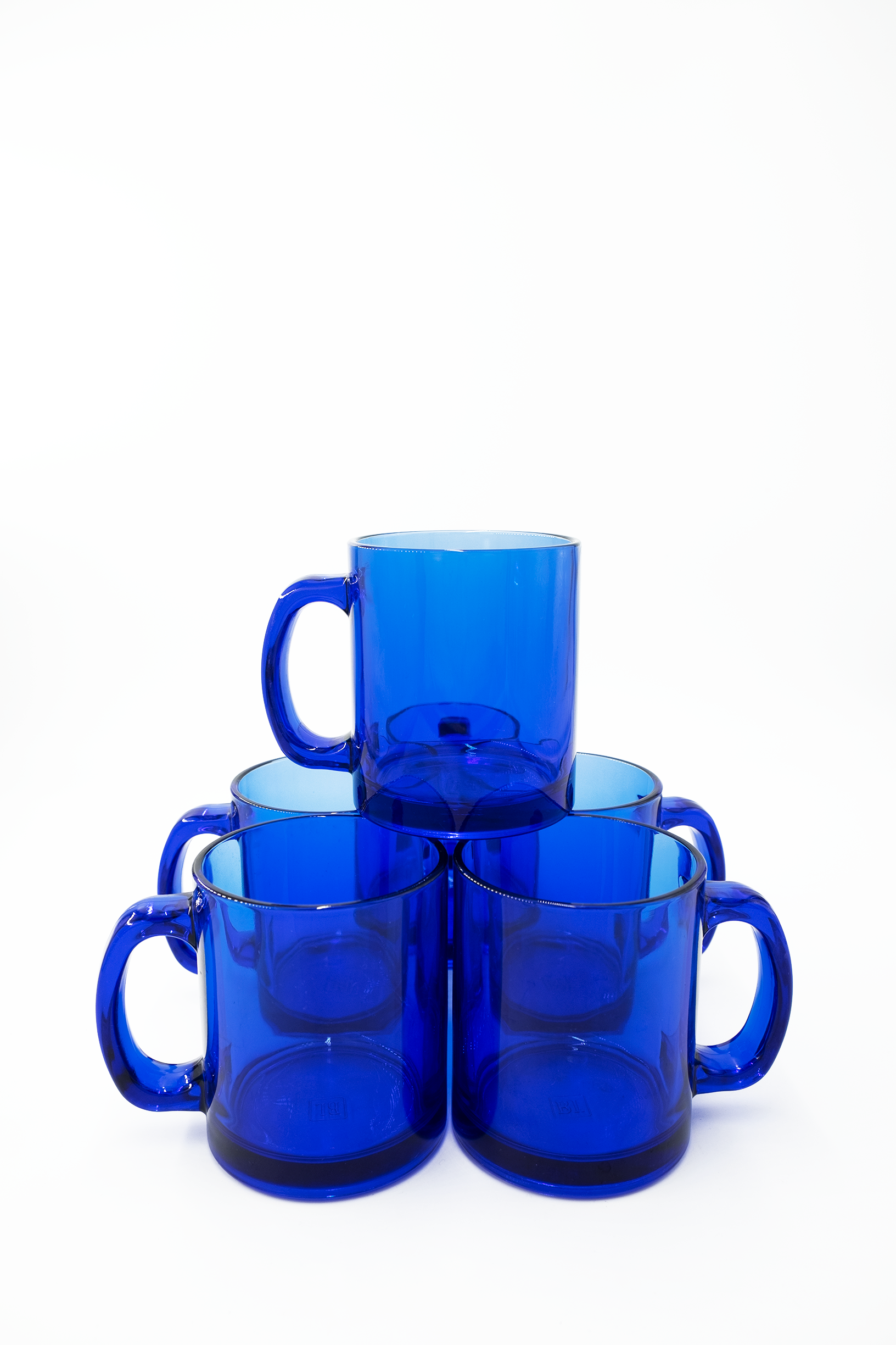 Set of 6 vintage cobalt blue glass coffee cups/mugs