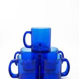 Set of 6 vintage cobalt blue glass coffee cups/mugs