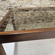 Teak coffee table with smoked glass 1970"