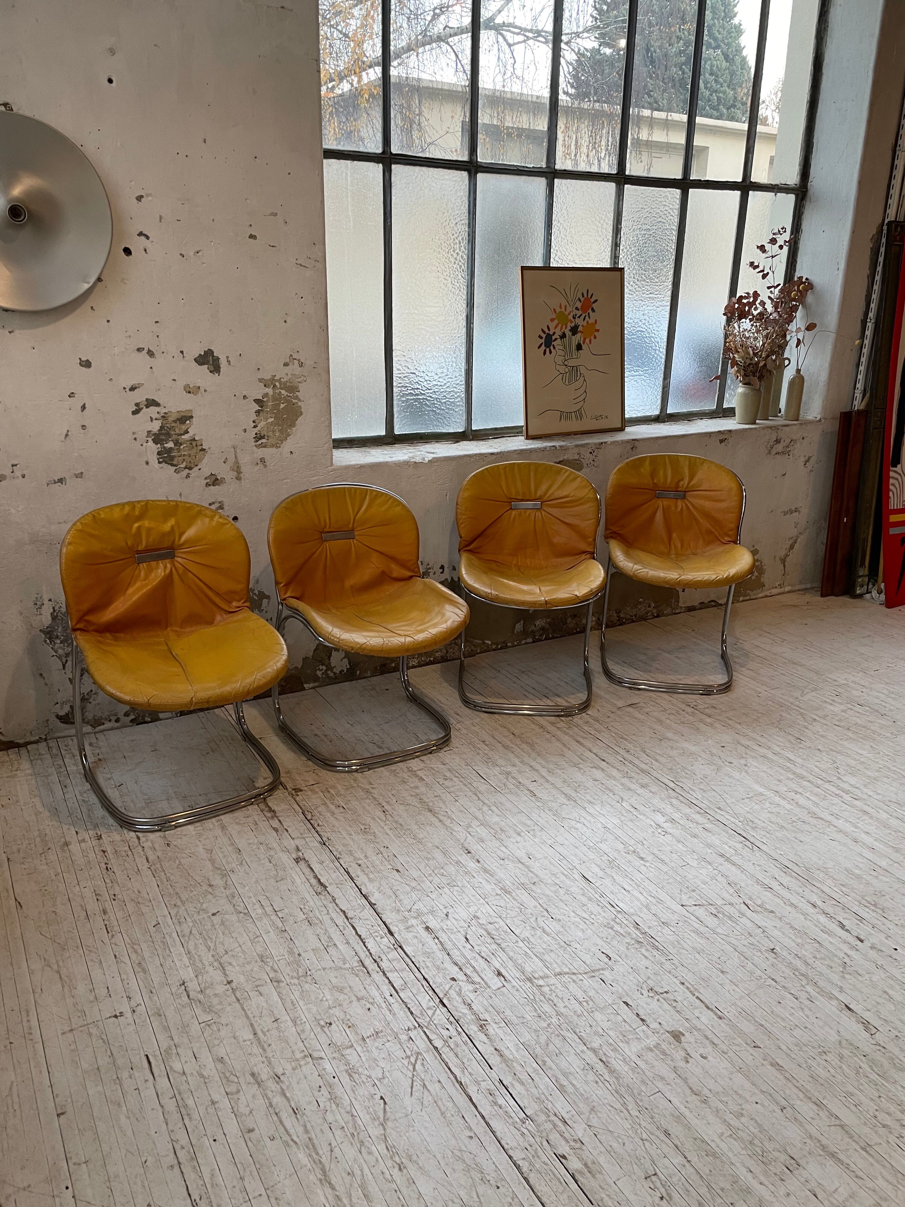 4 chairs Rinaldi "Sabrina" yellow leather