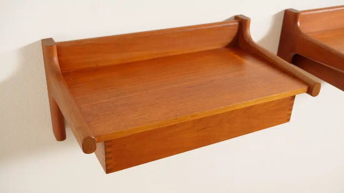 Set of Danish floating bedside tables | Teak | Vintage