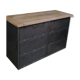 Military furniture metal console with wooden top and 6 drawers