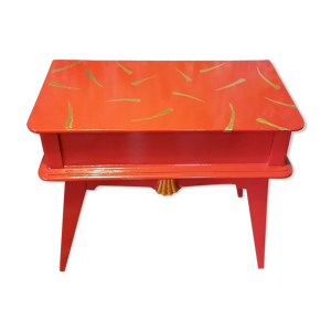Coffre art déco rouge et feuille