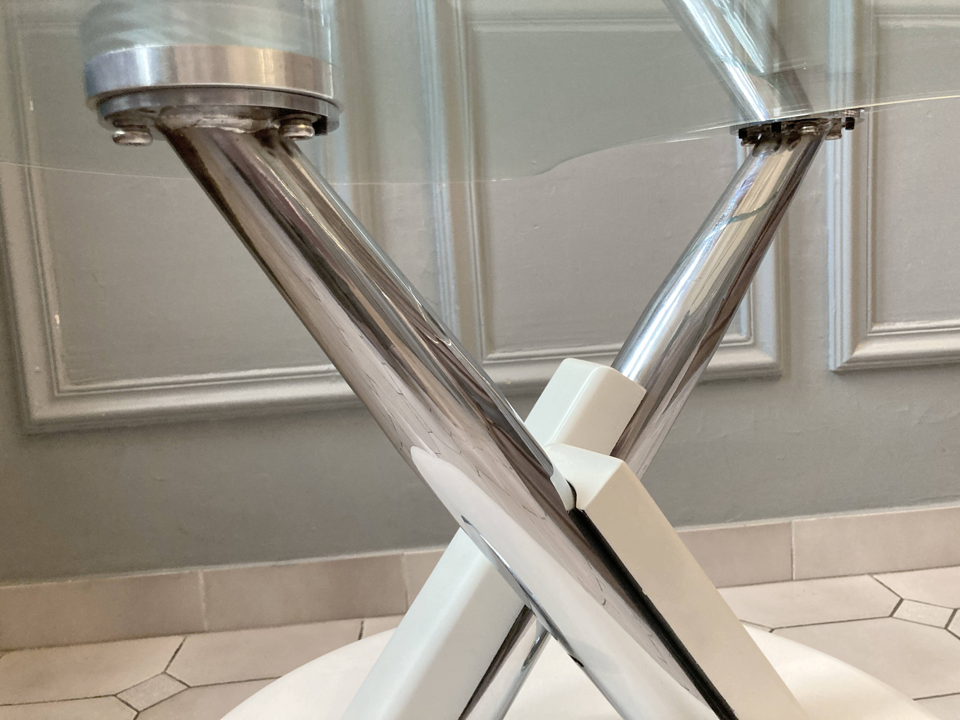 Vintage glass and chrome coffee table