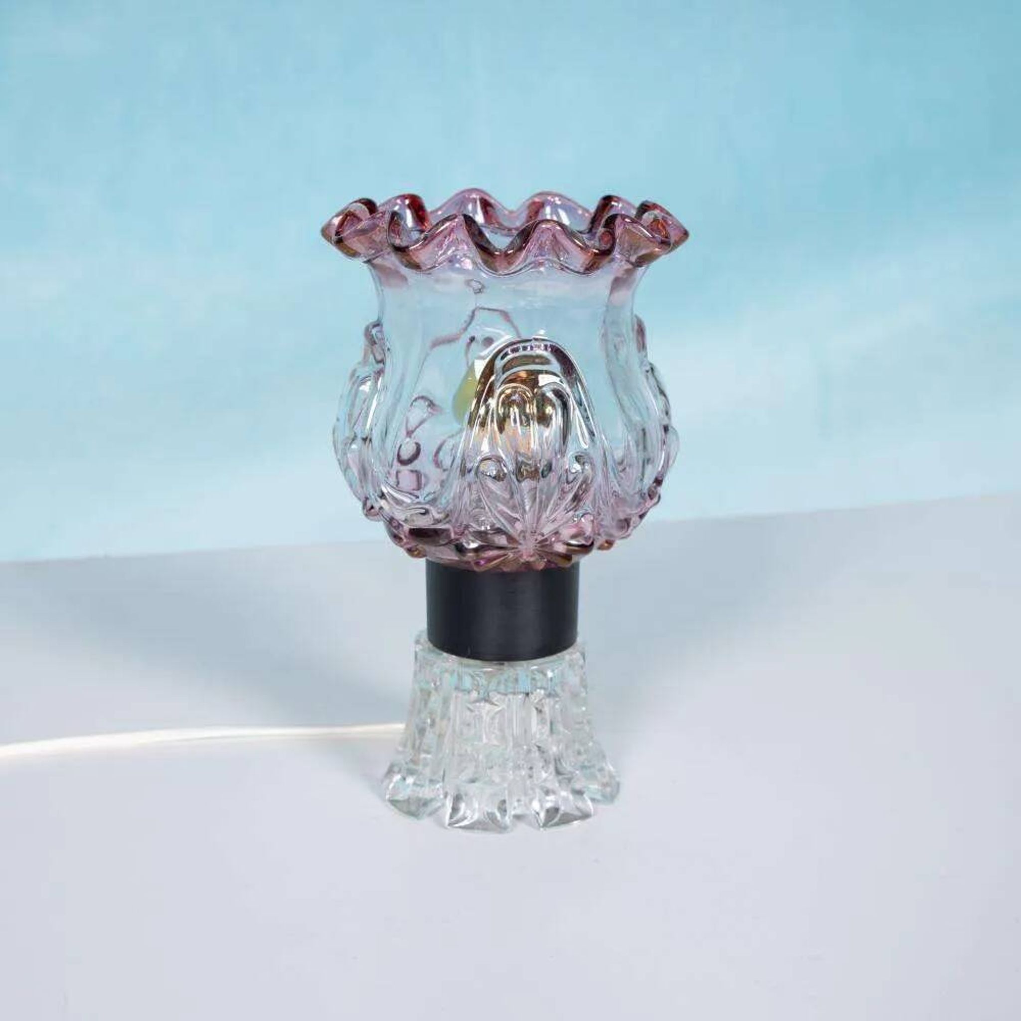 Lampe de table Vintage en verre coloré suédois, lampe de table en verre