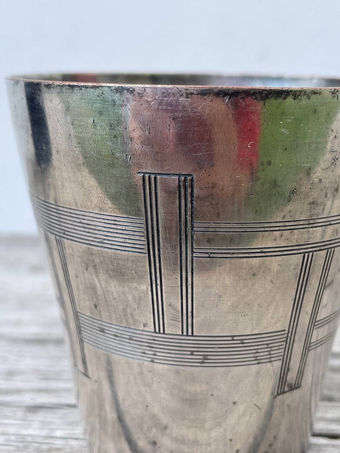 Timbale verre argenté art déco