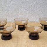 5 70's smoked glass cups