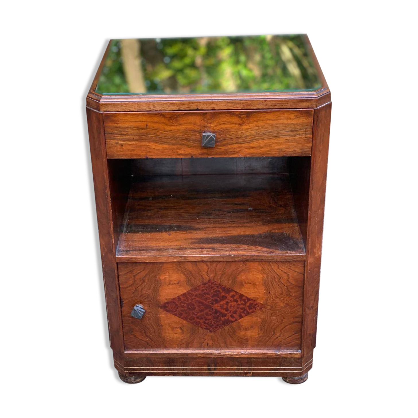 Art Deco solid mahogany bedside table, 1960s
