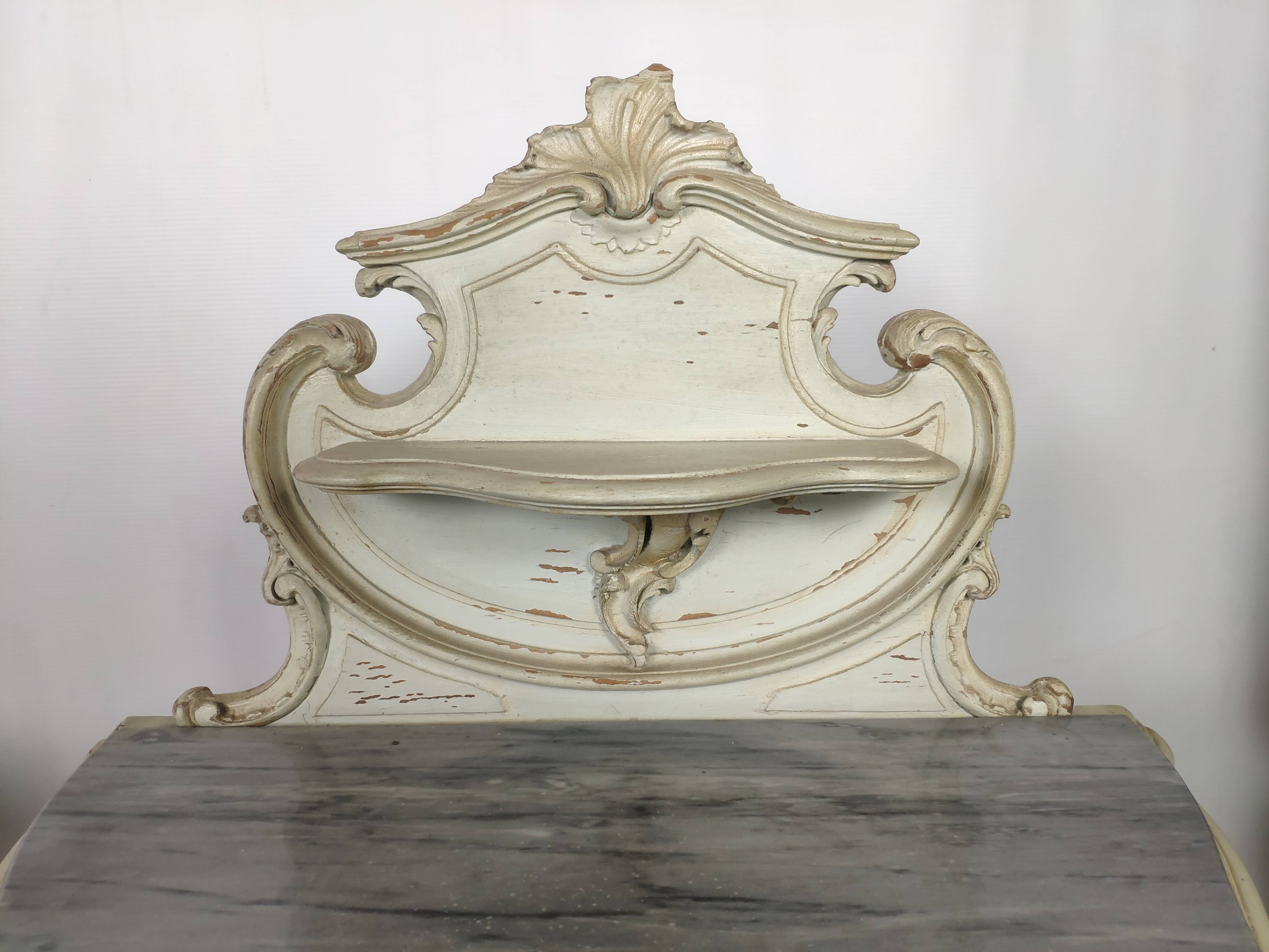 Louis XV white rock bedside pair