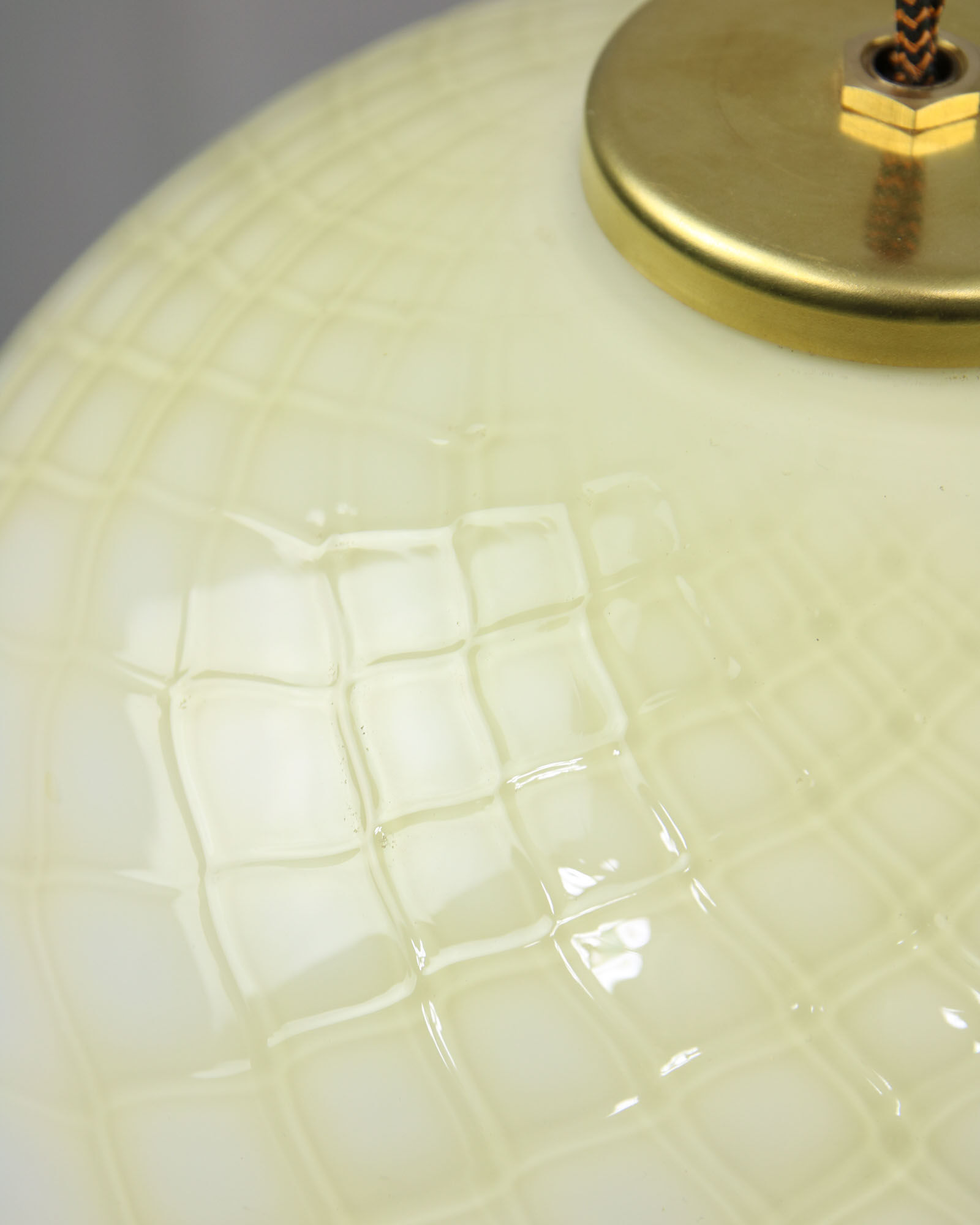 Mid-century Yellow & Brass Pendant Lamp