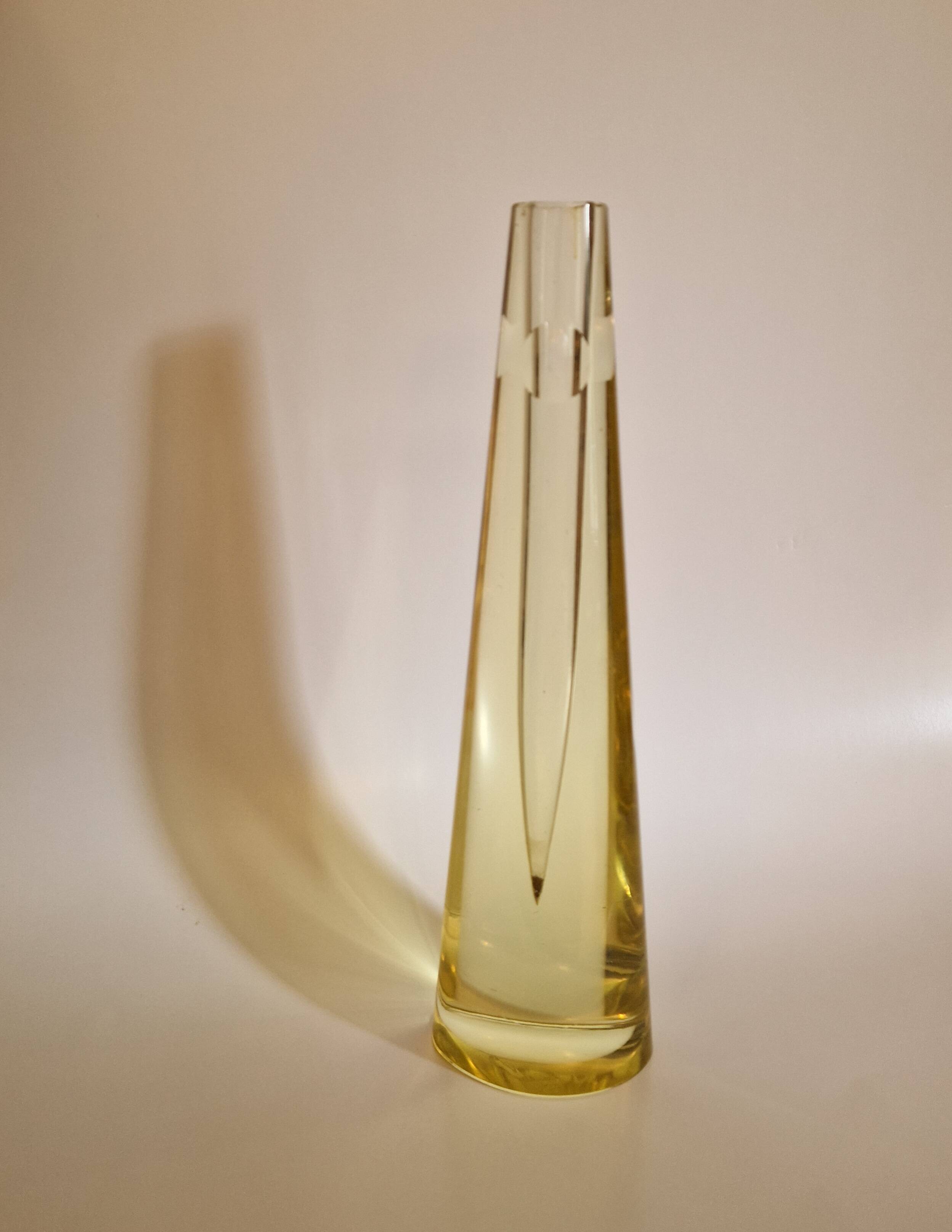 Bohemian soliflore vase, citrine glass