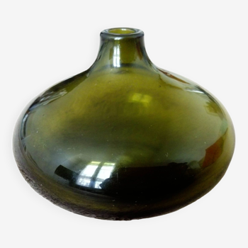 Petit vase boule en verre fait main vert foncé