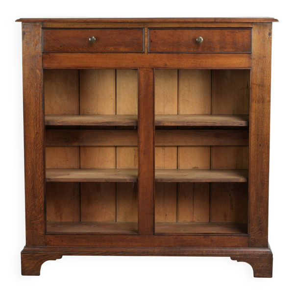 Bibliothèque / étagère en chêne anglais antique du milieu du 19e siècle