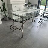 Roche Bobois glass and steel dining table and 6 chairs