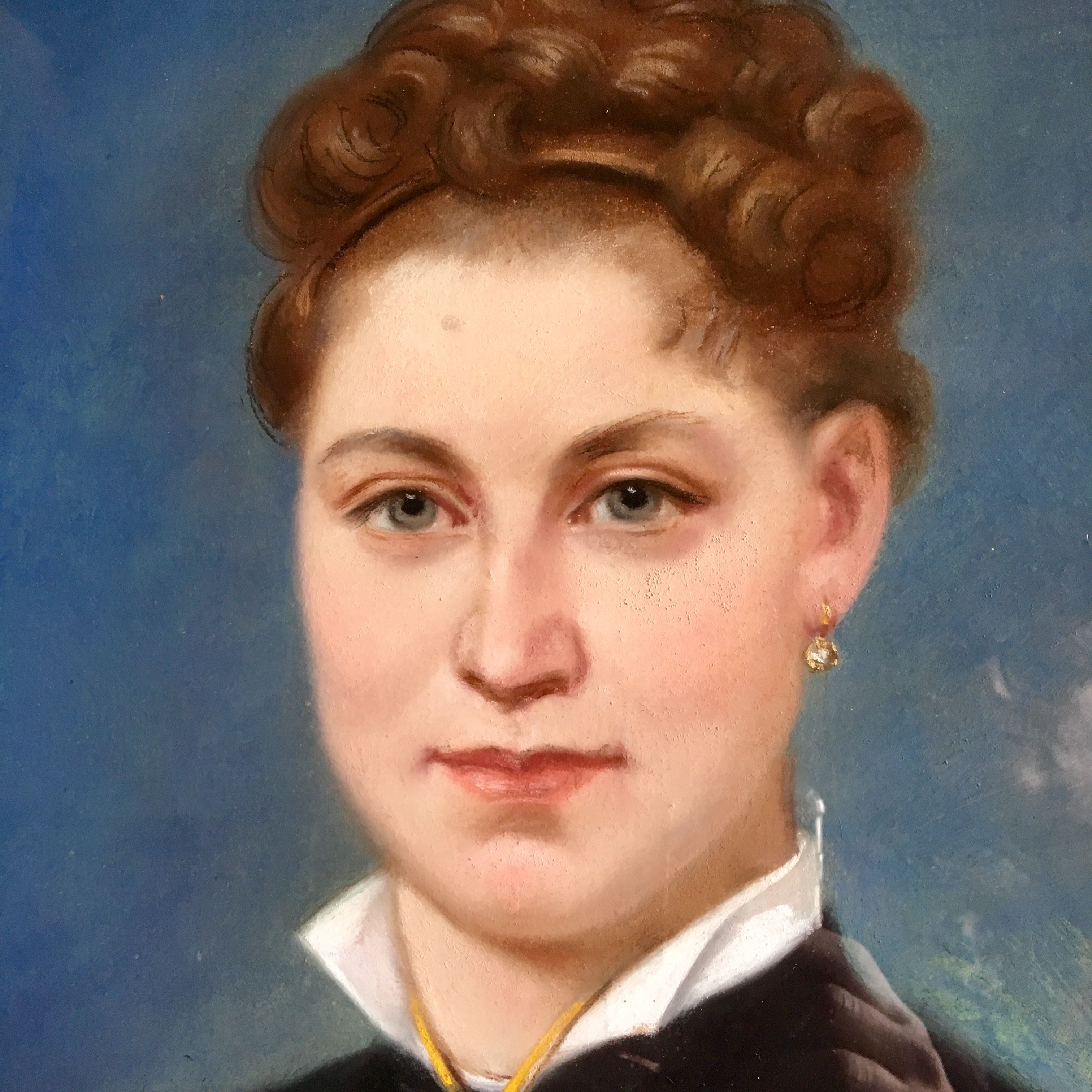 Portrait of a young girl on canvas late XIX century, signed and dated