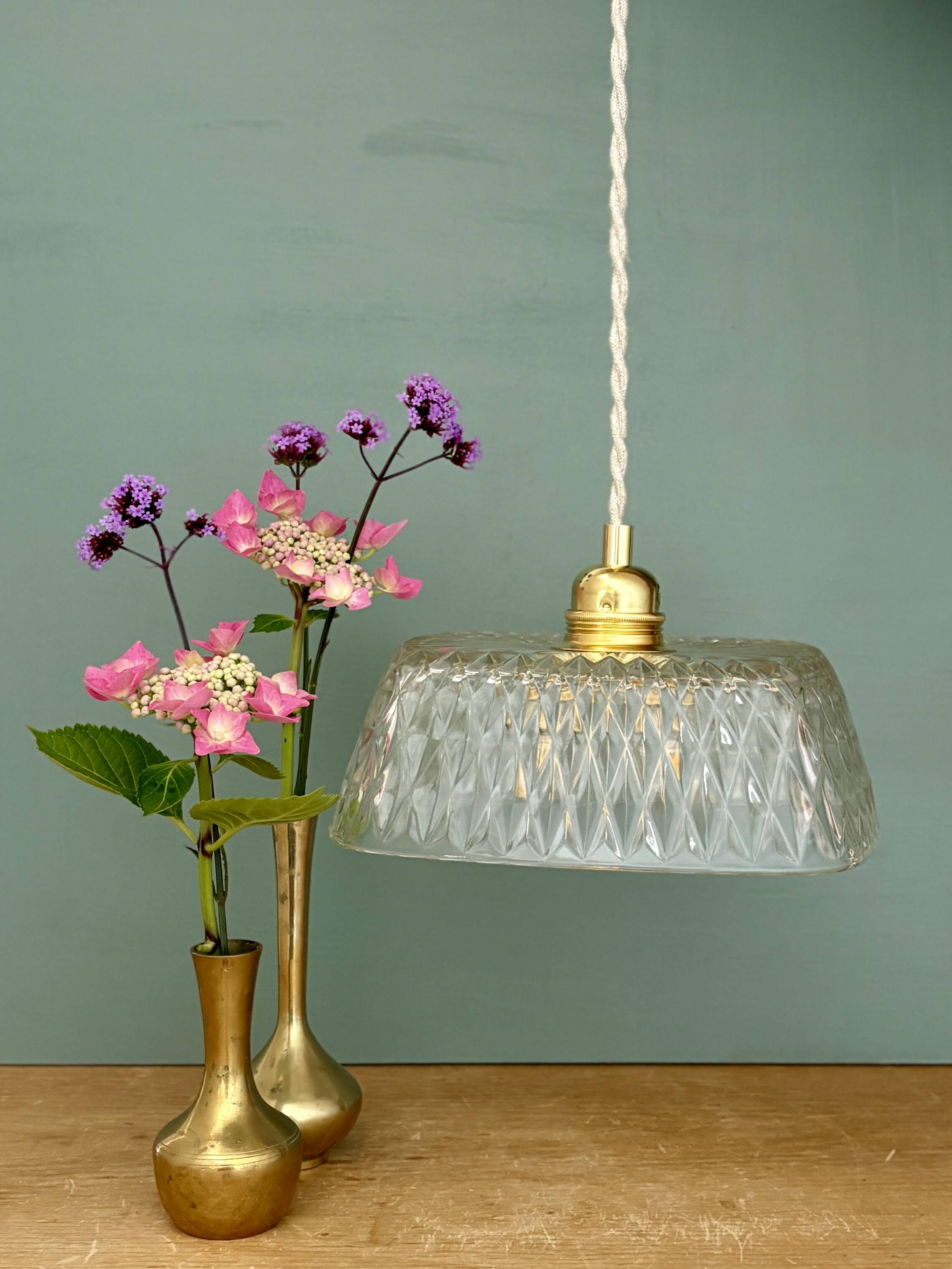 Vintage square glass pendant light - tableware collection -
