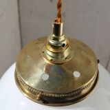 White and brass opaline globe suspension