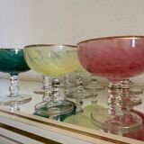 Multi-colored Venetian crystal ice cream cups