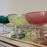 Multi-colored Venetian crystal ice cream cups