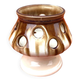 1950s Candle holder / Lantern on a glazed ceramic pedestal