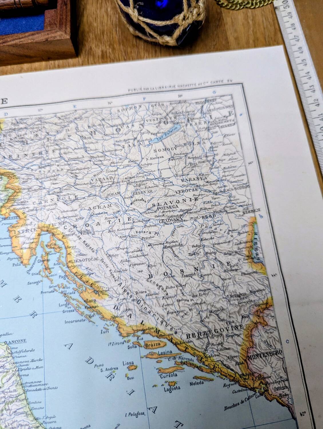 Italy, original map printed in 1907.