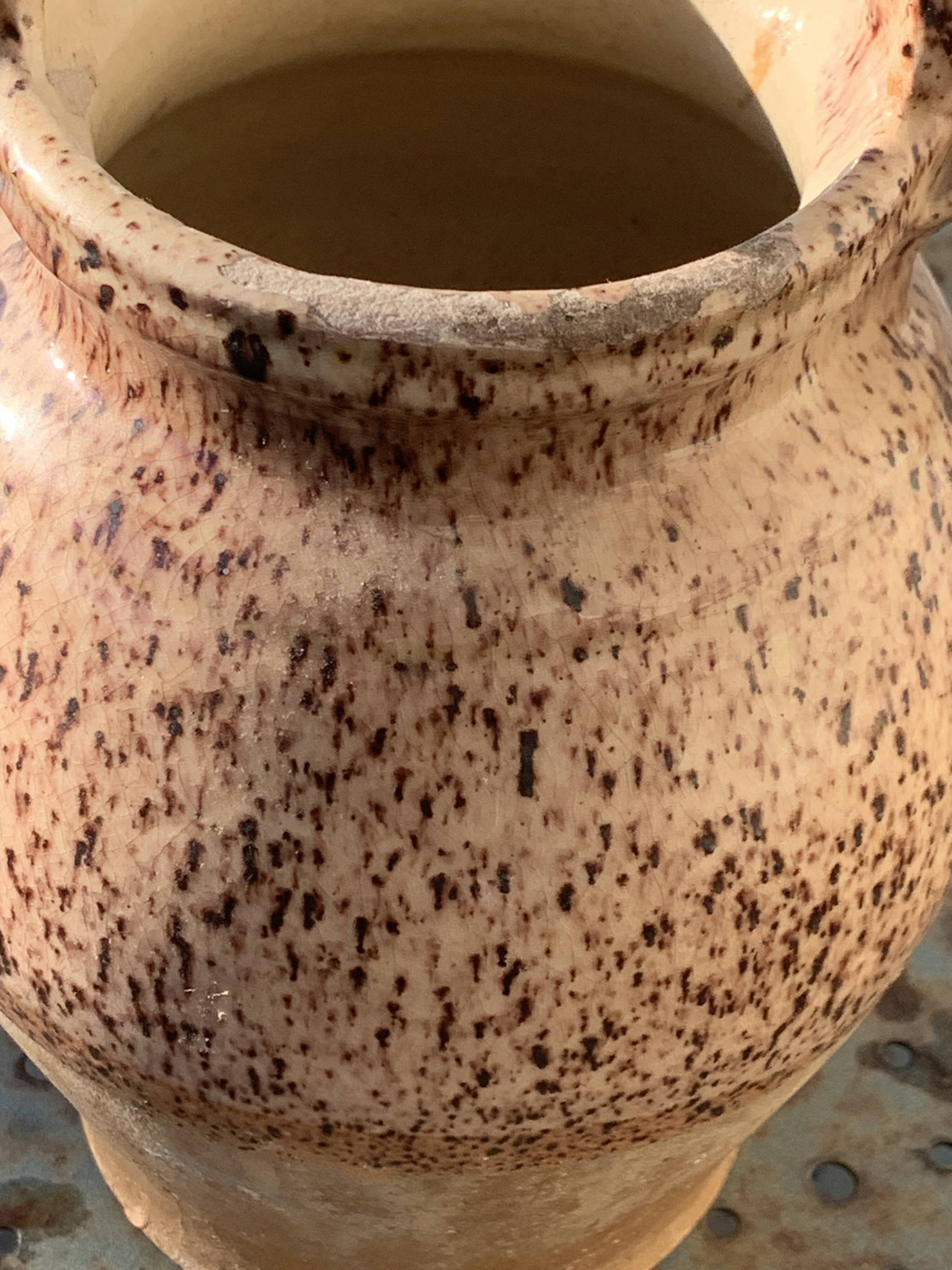 Gargoulette, raw stoneware jug and beige glaze, speckled, vintage