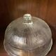 Cheese cover cake dish glass molded with relief flower decor