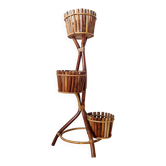 Vintage 3-tier plant stand in bamboo and rattan