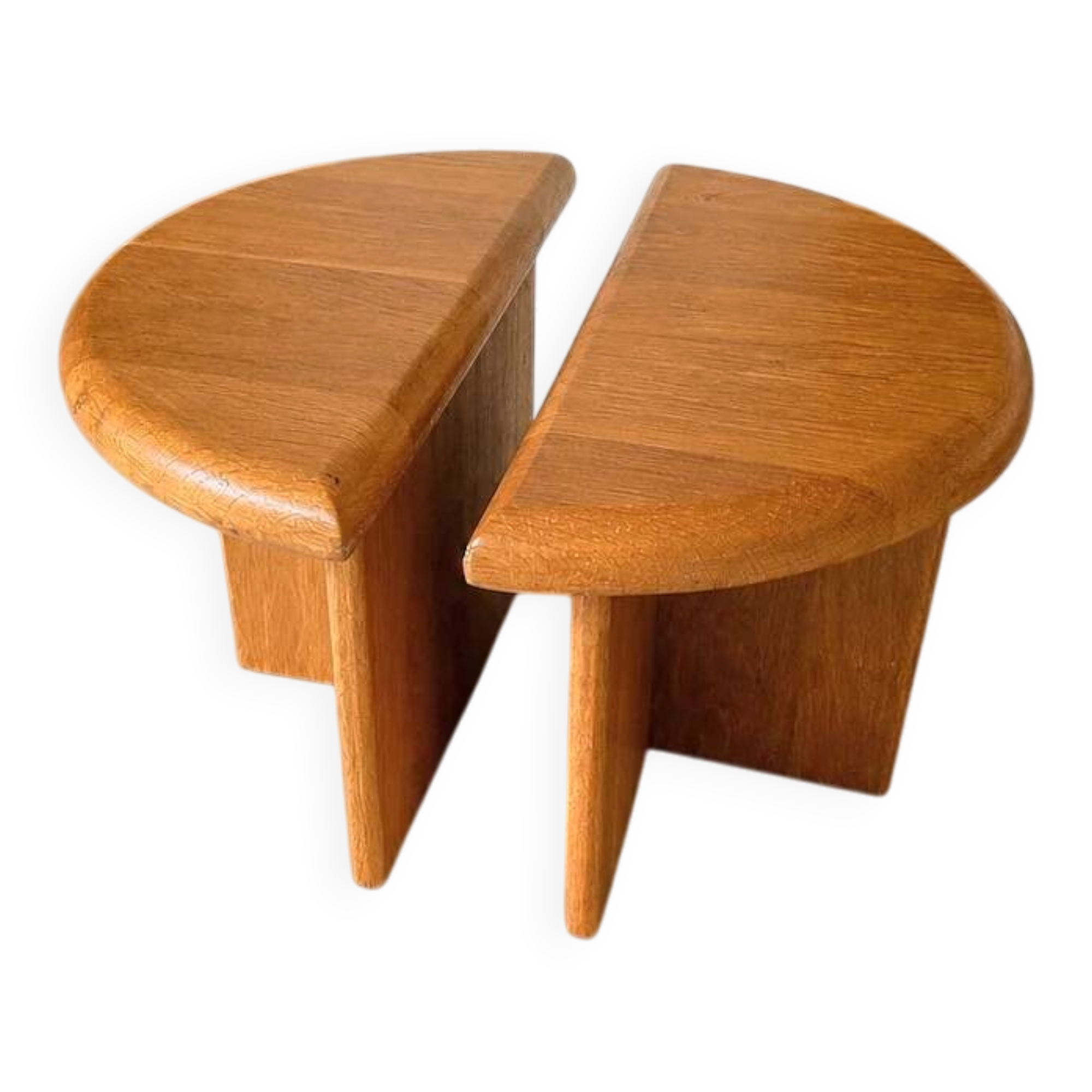 Solid oak matching side / coffee tables / 1970s