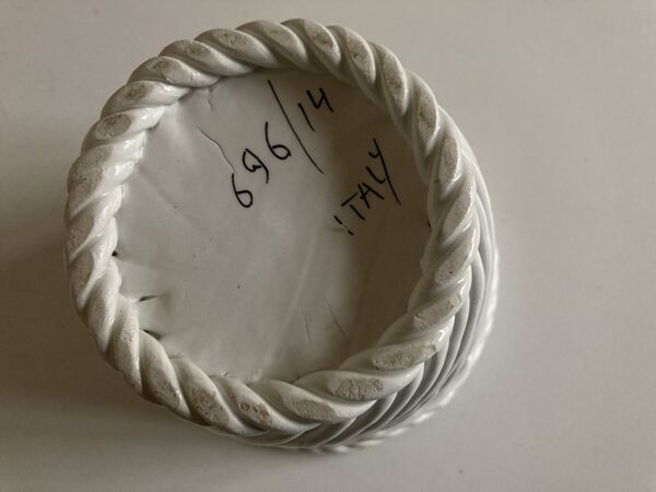 Cache pot XXL céramique tressée de Bassano 1960 numéroté travail italien