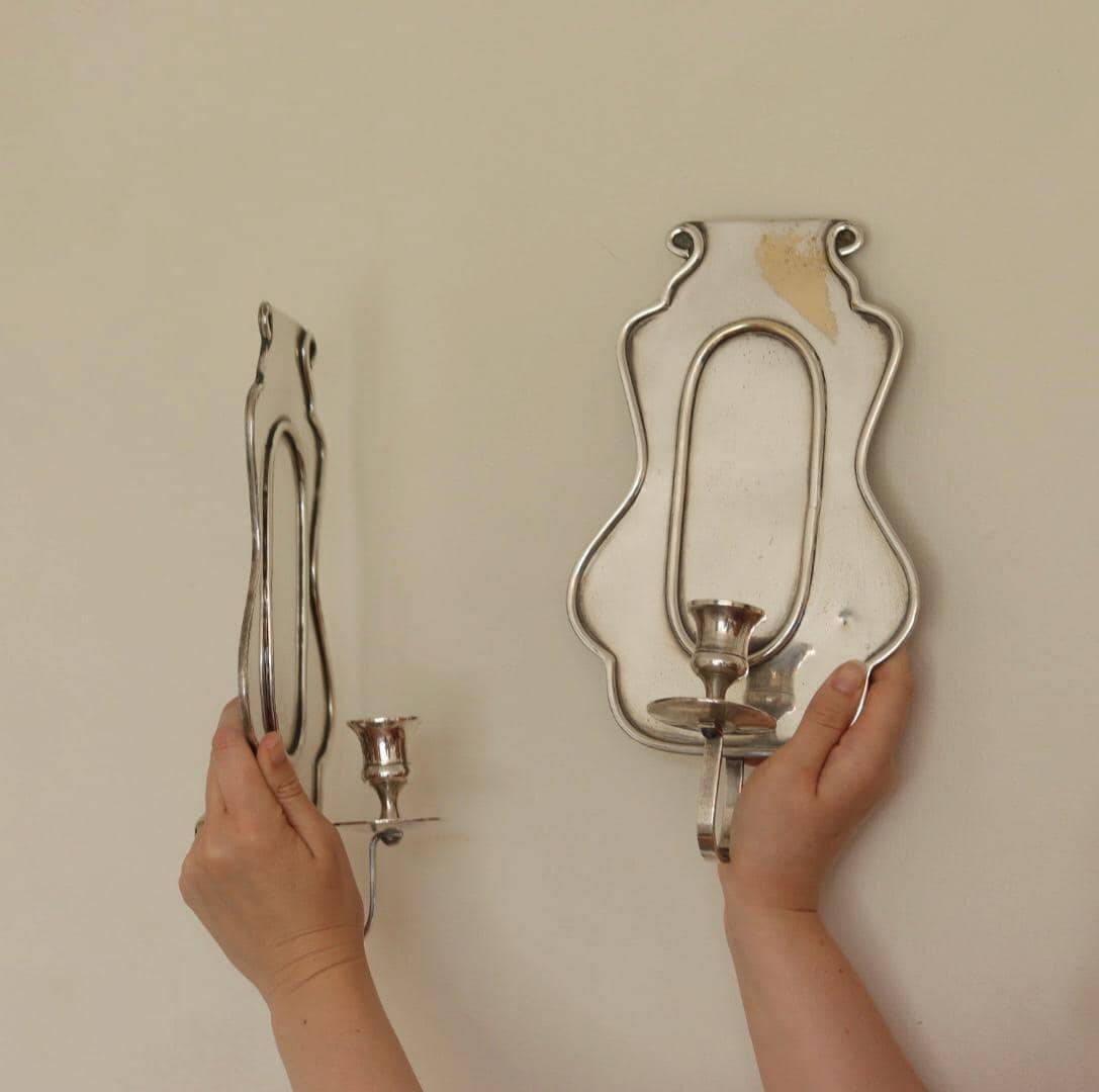 Pair Of Mid Century Swedish Pewter Sconces
