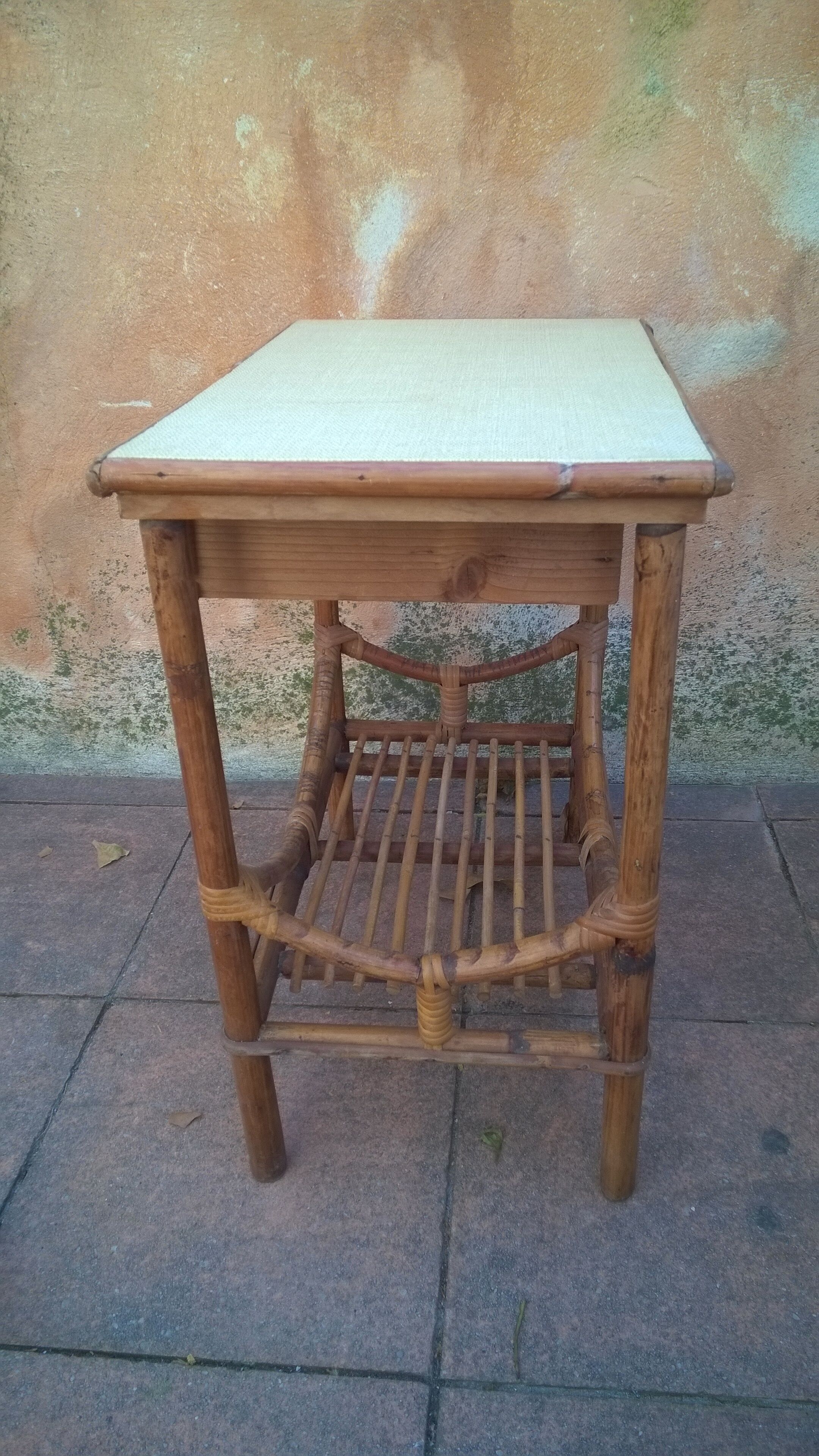 Bedside in rattan and bamboo
