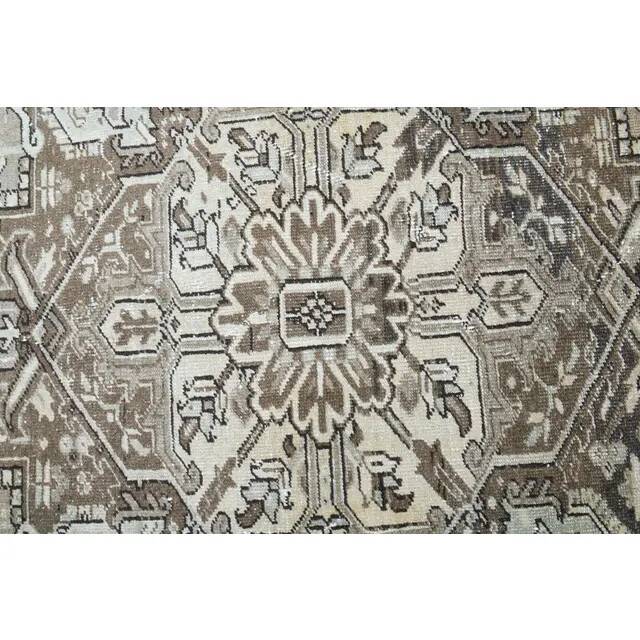 1960s Vintage Persian Handmade Wool Cotton Light Brown Area Rug 283x374