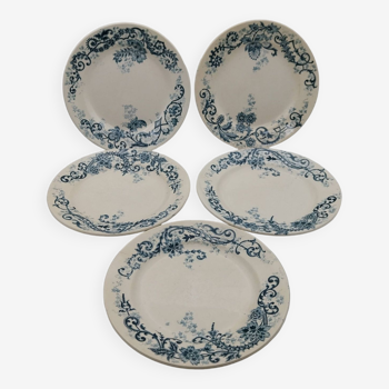 5 Assiettes plates terre de fer modèle Sévigné