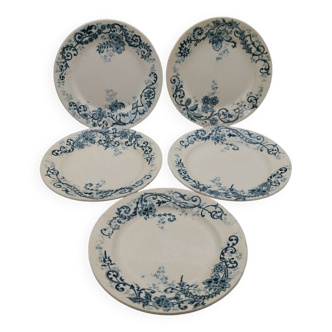 5 Assiettes plates terre de fer modèle Sévigné