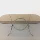 Vintage rectangular rounded dining table in smoked glass and chrome metal