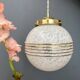 Vintage white Clichy glass globe pendant light