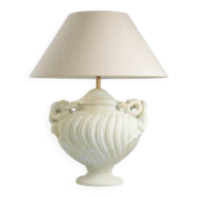Pair of table lamps with antique look and brushed brass finish.