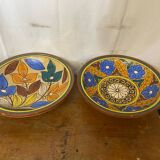 Pair of antique safi moroccan glazed terracotta dishes from the 50s
