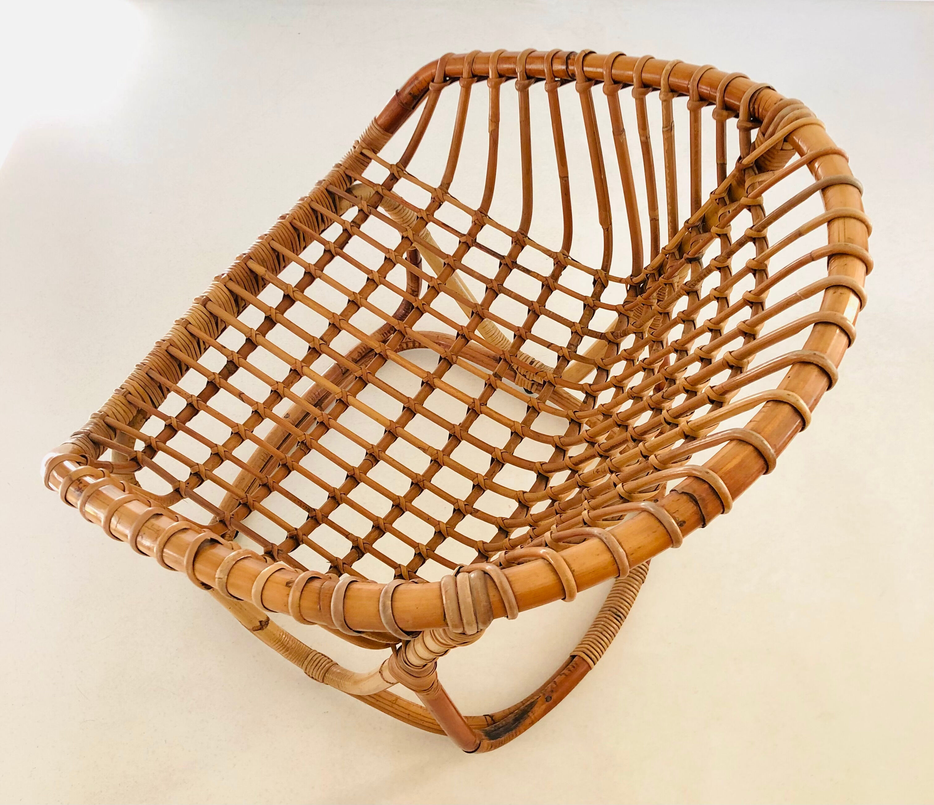 Rattan armchair by Tito Agnoli for Pierantonio Bonacina, Italy 1958