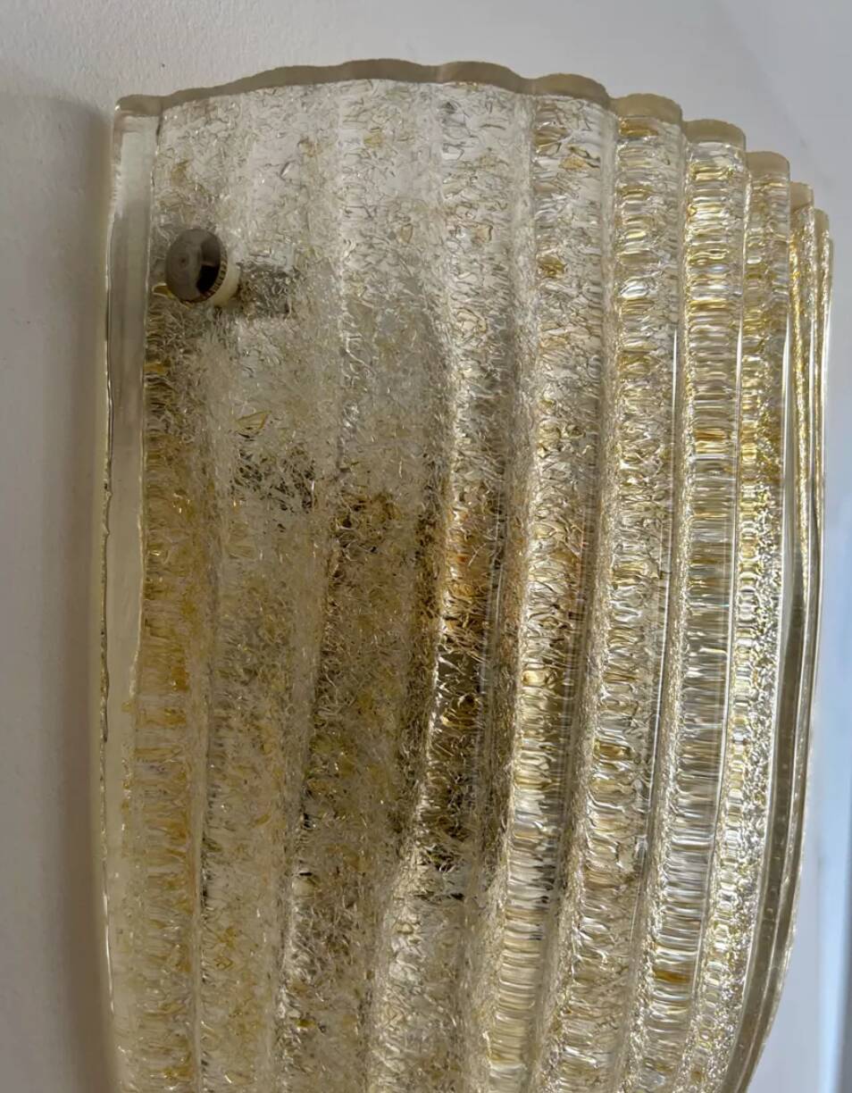 Pair of vintage murano wall lights, zonca italy 1970