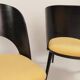 Vintage dining chairs set of 2 black oak wood retro yellow fabric