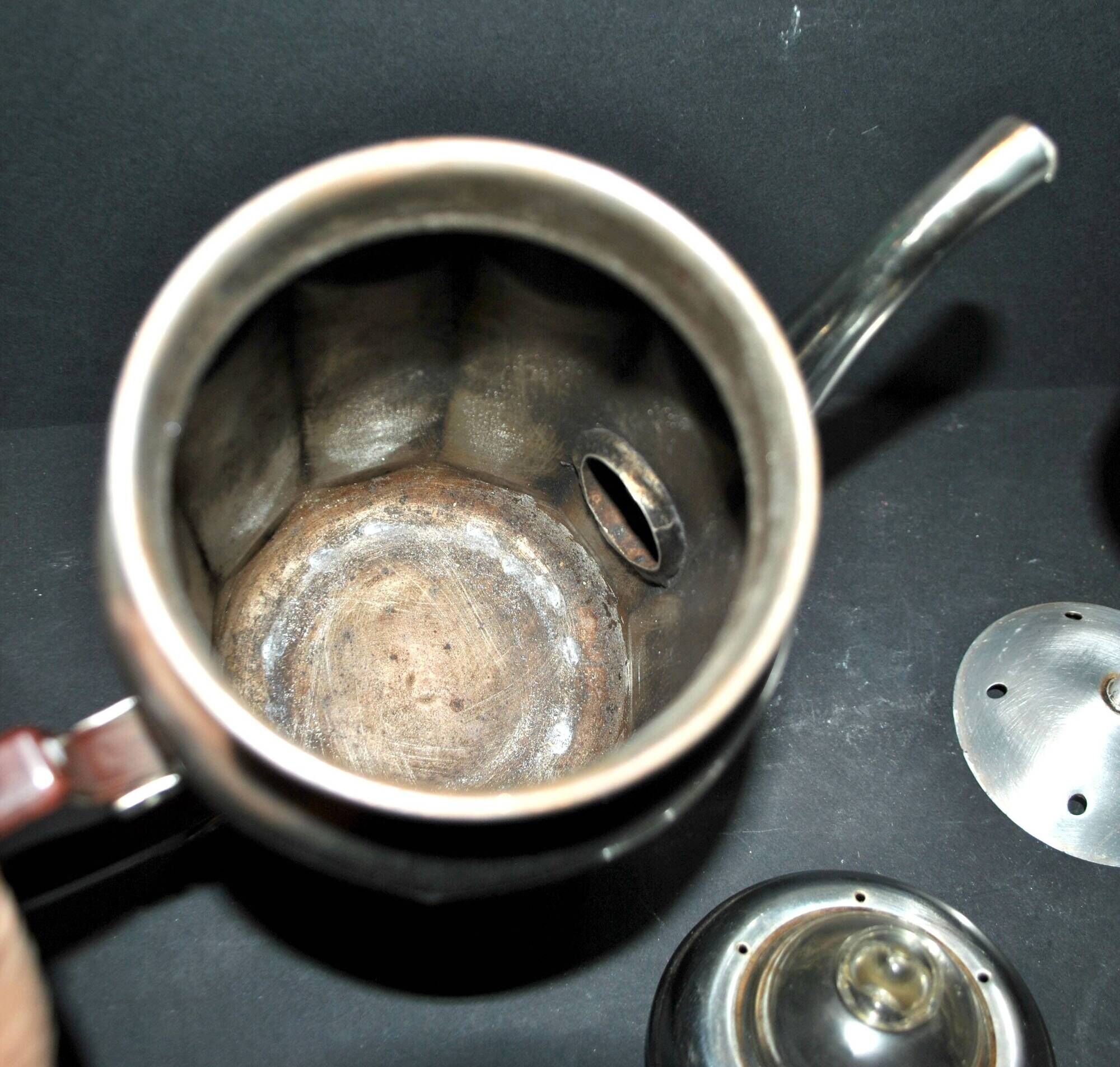 Vintage percolator coffee maker in chrome-plated copper and bakelite 1950 ADB brand
