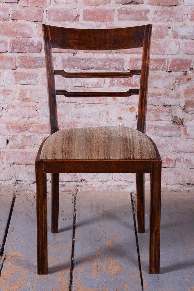 Art Deco Chairs in Walnut, Czech, 1920s, Set of 6