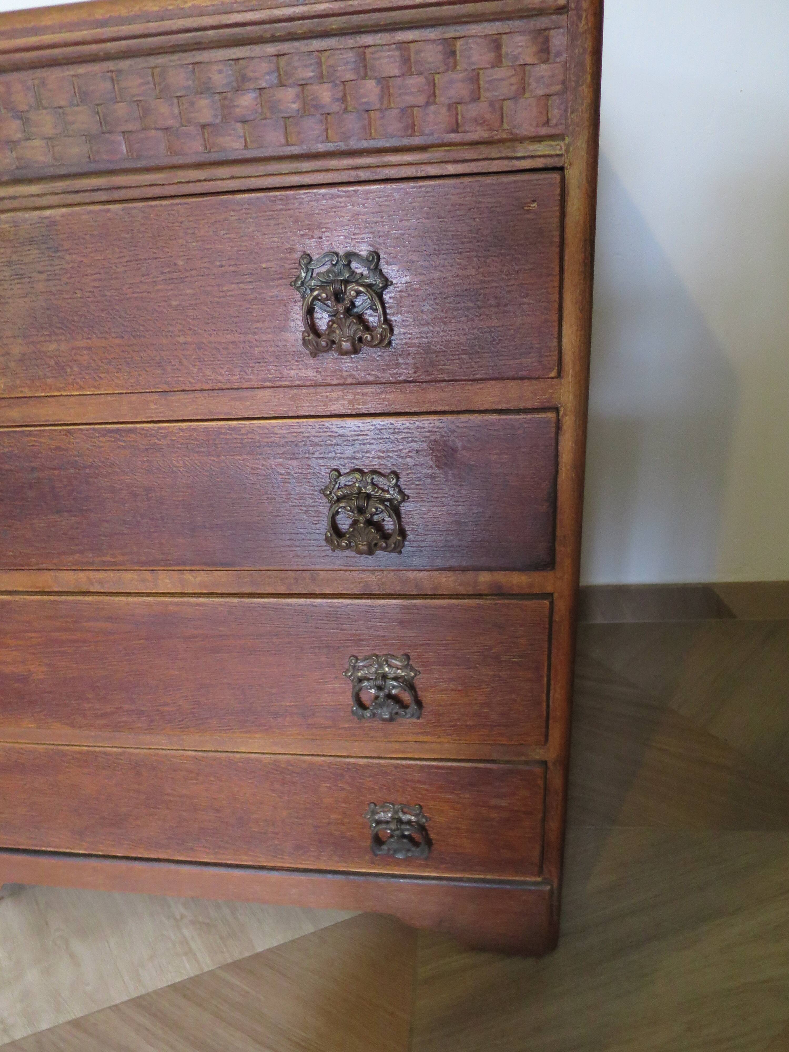 Art Deco chest of drawers with 4 drawers in oak, France 1930s-50s